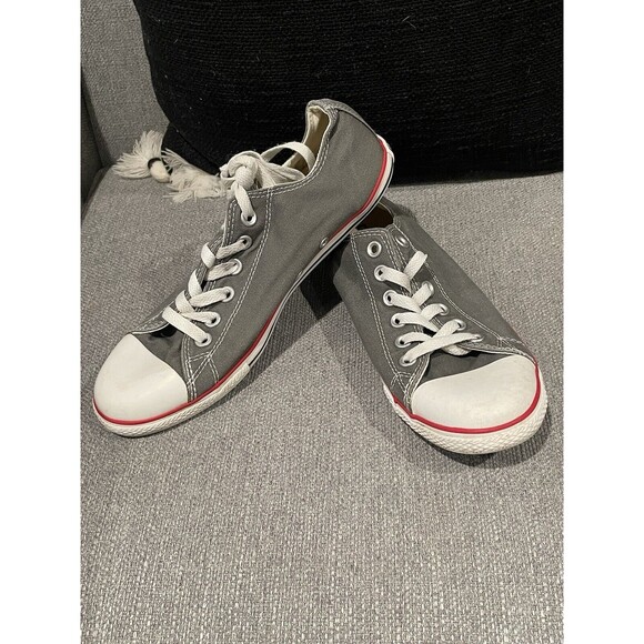 Converse Women CTAS Gray‎ Canvas Low Top Sneakers with Red Trim, 113896F, Size 8 - Picture 7 of 8